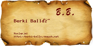 Berki Balló névjegykártya